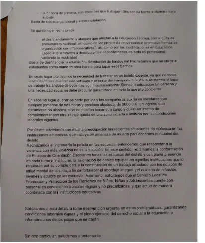 Carta presentada en Jefatura Distrital — página 2
